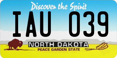 ND license plate IAU039