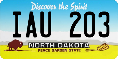 ND license plate IAU203
