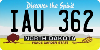 ND license plate IAU362