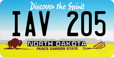 ND license plate IAV205