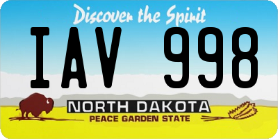 ND license plate IAV998