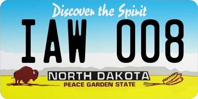 ND license plate IAW008