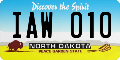 ND license plate IAW010