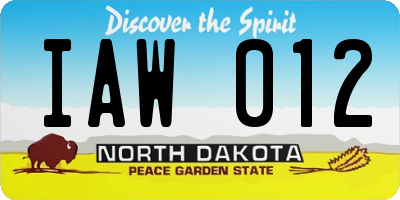 ND license plate IAW012