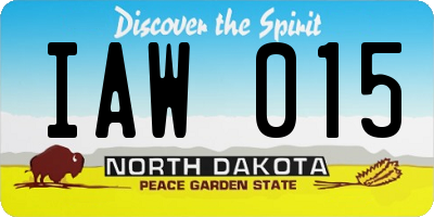 ND license plate IAW015