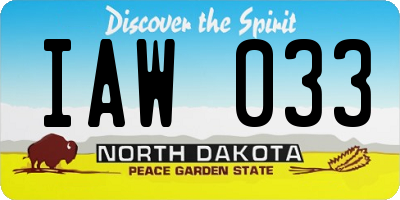 ND license plate IAW033