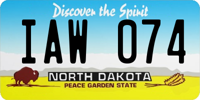 ND license plate IAW074