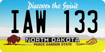 ND license plate IAW133