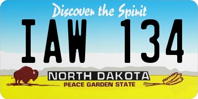 ND license plate IAW134