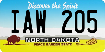 ND license plate IAW205