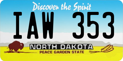 ND license plate IAW353