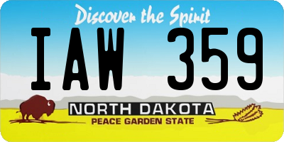 ND license plate IAW359