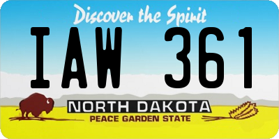 ND license plate IAW361