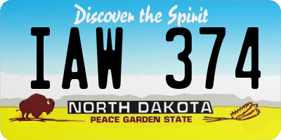 ND license plate IAW374