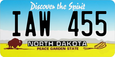 ND license plate IAW455