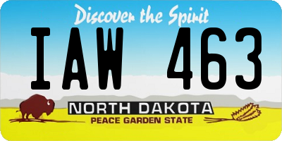 ND license plate IAW463