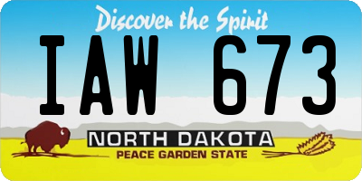 ND license plate IAW673