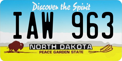 ND license plate IAW963