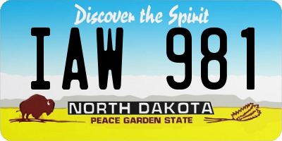ND license plate IAW981