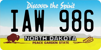ND license plate IAW986
