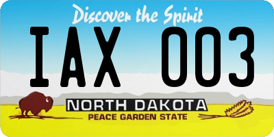 ND license plate IAX003