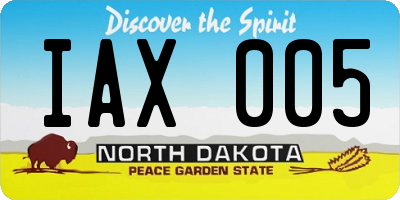 ND license plate IAX005