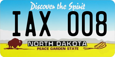 ND license plate IAX008