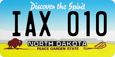 ND license plate IAX010