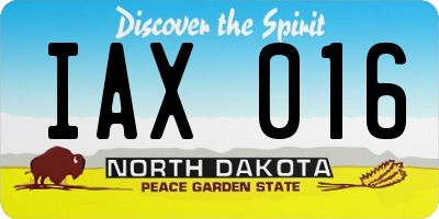 ND license plate IAX016
