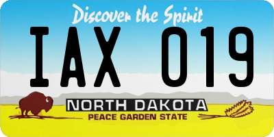 ND license plate IAX019