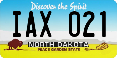 ND license plate IAX021