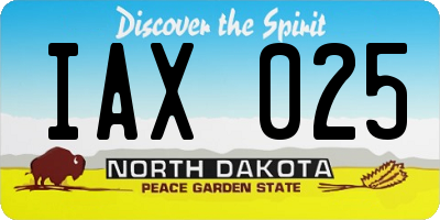 ND license plate IAX025