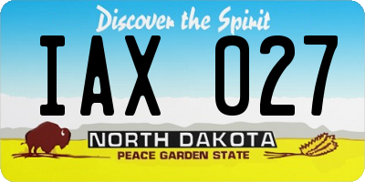 ND license plate IAX027