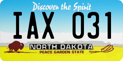 ND license plate IAX031
