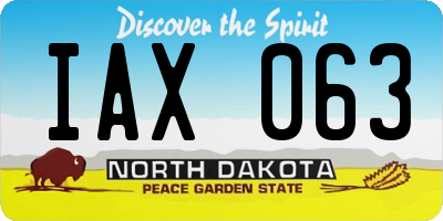 ND license plate IAX063
