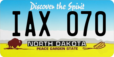 ND license plate IAX070