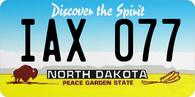 ND license plate IAX077