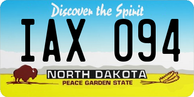 ND license plate IAX094