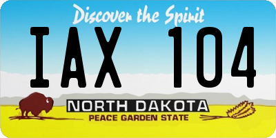 ND license plate IAX104