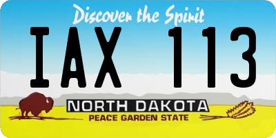 ND license plate IAX113