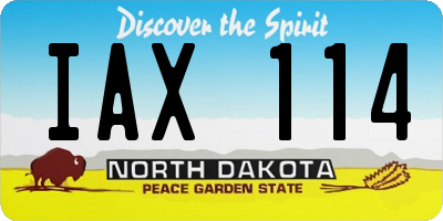 ND license plate IAX114