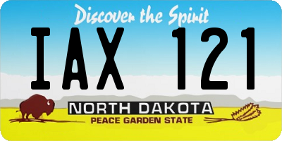 ND license plate IAX121