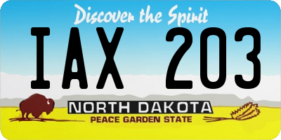 ND license plate IAX203