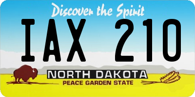 ND license plate IAX210