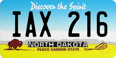 ND license plate IAX216