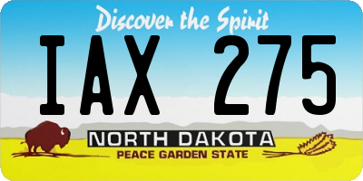 ND license plate IAX275