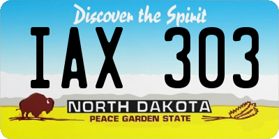 ND license plate IAX303