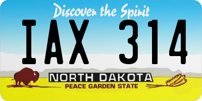 ND license plate IAX314