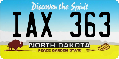 ND license plate IAX363