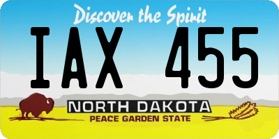 ND license plate IAX455